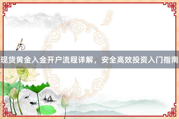 现货黄金入金开户流程详解，安全高效投资入门指南